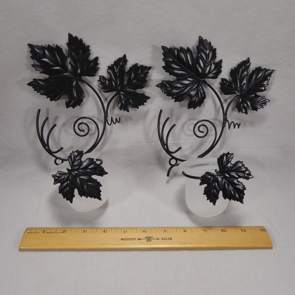 SOLD ~ Pair of Grape Leaf Sconce Candle Holders - Picture 6 of 6